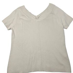 Sophie Rose Cream SS V Neck blouse top XL